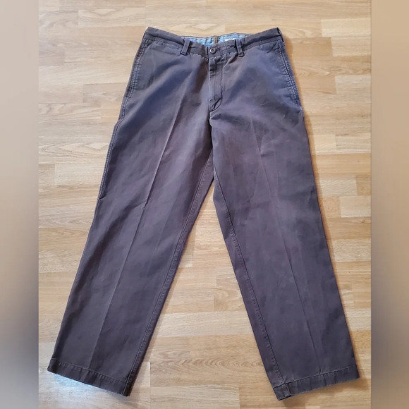 TIMBERLAND Chino FLAT FRONT Cotton Canvas PANTS Mens‎ 34×32 Brown - Picture 1 of 12